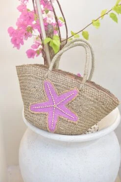 Hot Lava Strandtas Starfish Naturel Roos