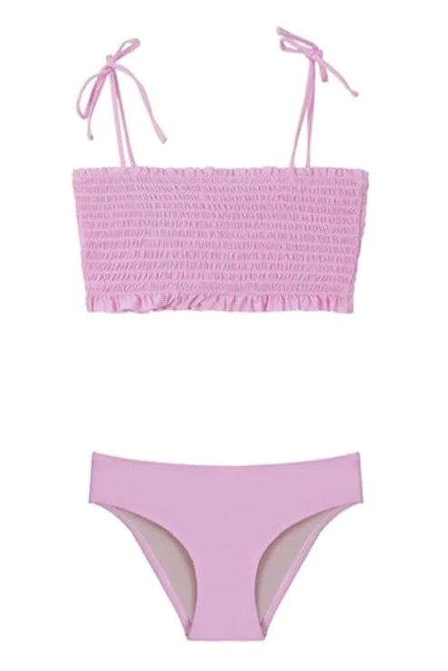 Pq Swim Blossom Gesmokte Kinder Bikini Roze