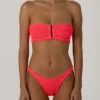 Paramidonna Geribbelde Bandeau Bikini Koraal
