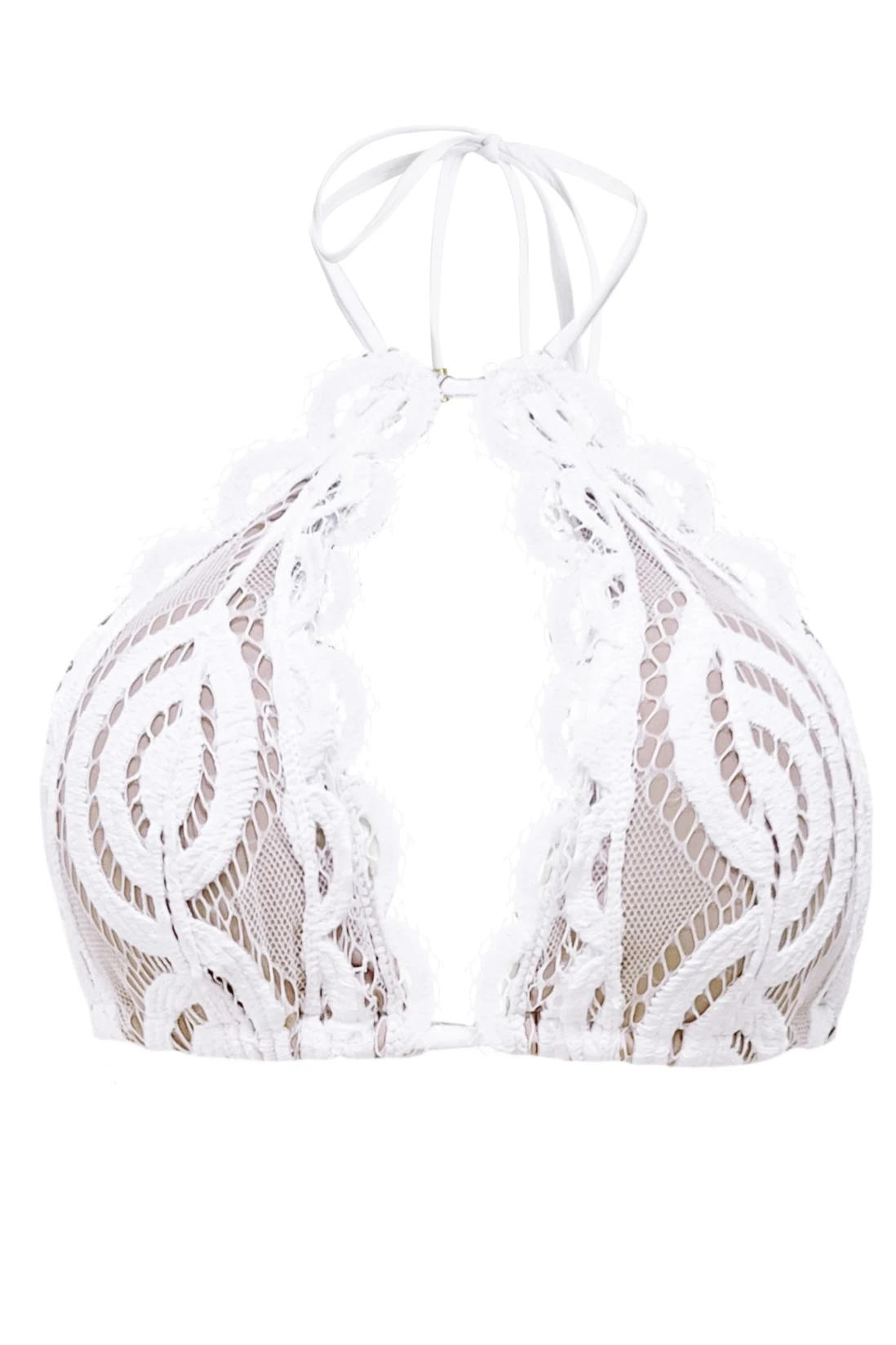 Pilyq Swim Water Lily Kantan High Neck Bikini Top Wit - Afbeelding 4