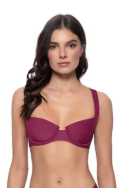 Pilyq Swim Zen Perla Halter Bikini Top Bordeaux