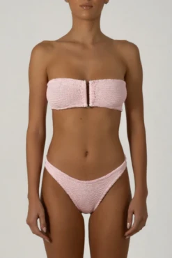 Paramidonna Geribbelde Bandeau Bikini Licht Roze