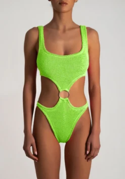 Paramidonna Geribbelde Trikini Badpak Neon Groen