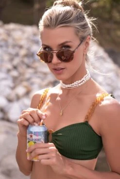 Milonga Textuur Bikini Top Khaki Groen