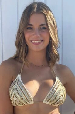 Beach Fashion Only Bicolor Handgemaakt Luxe Bikini Topje Goud