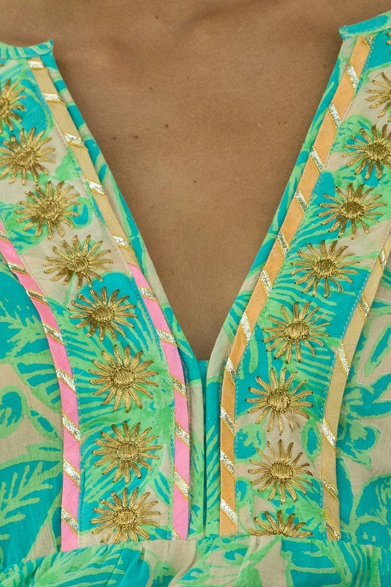 Miss June Blouse Gemma Turquoise - Afbeelding 3