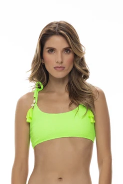 Milonga Mambo Textuur Bralette Bikini Top Neon Groen